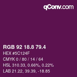 カラーコード: RGB 92 18.8 79.4 | qconv.com