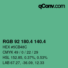 カラーコード: RGB 92 180.4 140.4 | qconv.com