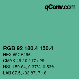 カラーコード: RGB 92 180.4 150.4 | qconv.com