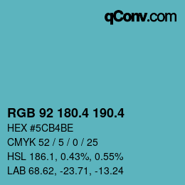 カラーコード: RGB 92 180.4 190.4 | qconv.com
