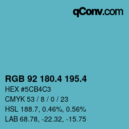 カラーコード: RGB 92 180.4 195.4 | qconv.com