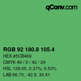 カラーコード: RGB 92 180.8 105.4 | qconv.com