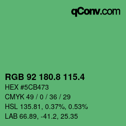 カラーコード: RGB 92 180.8 115.4 | qconv.com