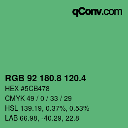 カラーコード: RGB 92 180.8 120.4 | qconv.com