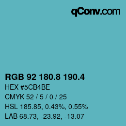 カラーコード: RGB 92 180.8 190.4 | qconv.com