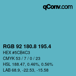 カラーコード: RGB 92 180.8 195.4 | qconv.com