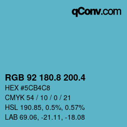 カラーコード: RGB 92 180.8 200.4 | qconv.com