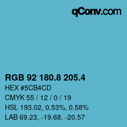 カラーコード: RGB 92 180.8 205.4 | qconv.com