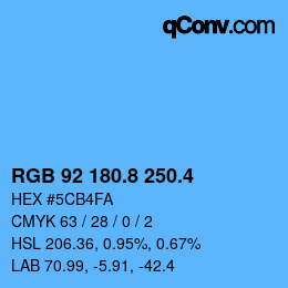 カラーコード: RGB 92 180.8 250.4 | qconv.com