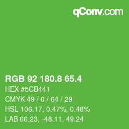 カラーコード: RGB 92 180.8 65.4 | qconv.com