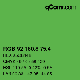 カラーコード: RGB 92 180.8 75.4 | qconv.com