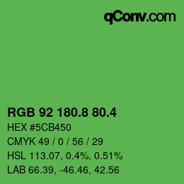 カラーコード: RGB 92 180.8 80.4 | qconv.com