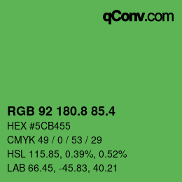 カラーコード: RGB 92 180.8 85.4 | qconv.com
