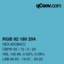 Color code: RGB 92 180 204 | qconv.com