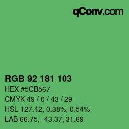 カラーコード: RGB 92 181 103 | qconv.com