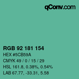 カラーコード: RGB 92 181 154 | qconv.com
