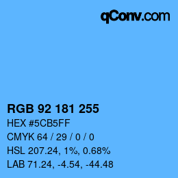 Color code: RGB 92 181 255 | qconv.com