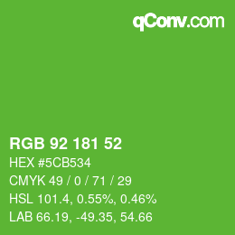 Color code: RGB 92 181 52 | qconv.com