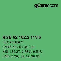 カラーコード: RGB 92 182.2 113.6 | qconv.com
