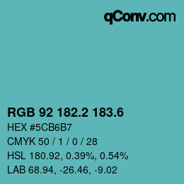 カラーコード: RGB 92 182.2 183.6 | qconv.com