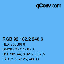 カラーコード: RGB 92 182.2 248.6 | qconv.com