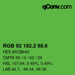 カラーコード: RGB 92 182.2 68.6 | qconv.com