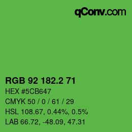 カラーコード: RGB 92 182.2 71 | qconv.com