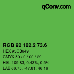 カラーコード: RGB 92 182.2 73.6 | qconv.com