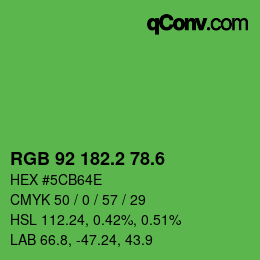 カラーコード: RGB 92 182.2 78.6 | qconv.com