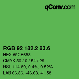 カラーコード: RGB 92 182.2 83.6 | qconv.com