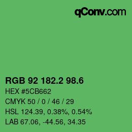 カラーコード: RGB 92 182.2 98.6 | qconv.com
