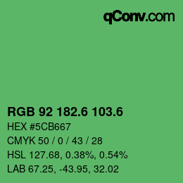 カラーコード: RGB 92 182.6 103.6 | qconv.com