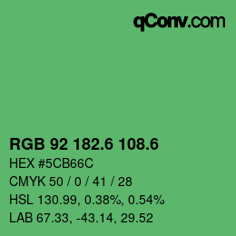 カラーコード: RGB 92 182.6 108.6 | qconv.com
