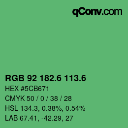 カラーコード: RGB 92 182.6 113.6 | qconv.com