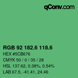 カラーコード: RGB 92 182.6 118.6 | qconv.com