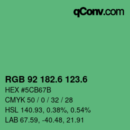 カラーコード: RGB 92 182.6 123.6 | qconv.com