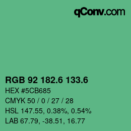 カラーコード: RGB 92 182.6 133.6 | qconv.com