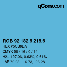 カラーコード: RGB 92 182.6 218.6 | qconv.com