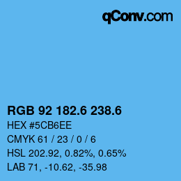 カラーコード: RGB 92 182.6 238.6 | qconv.com