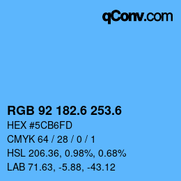 カラーコード: RGB 92 182.6 253.6 | qconv.com