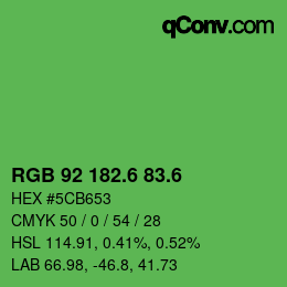 カラーコード: RGB 92 182.6 83.6 | qconv.com
