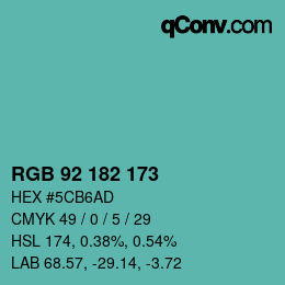 カラーコード: RGB 92 182 173 | qconv.com