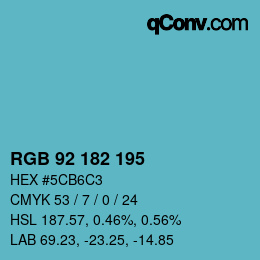 Color code: RGB 92 182 195 | qconv.com