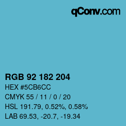Color code: RGB 92 182 204 | qconv.com