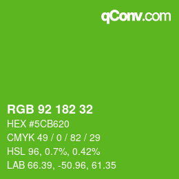カラーコード: RGB 92 182 32 | qconv.com
