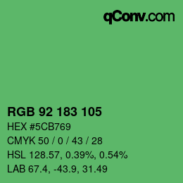 カラーコード: RGB 92 183 105 | qconv.com