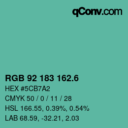 カラーコード: RGB 92 183 162.6 | qconv.com