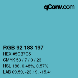 カラーコード: RGB 92 183 197 | qconv.com
