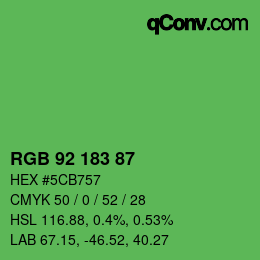カラーコード: RGB 92 183 87 | qconv.com