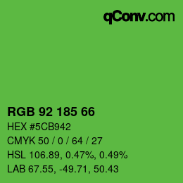Color code: RGB 92 185 66 | qconv.com